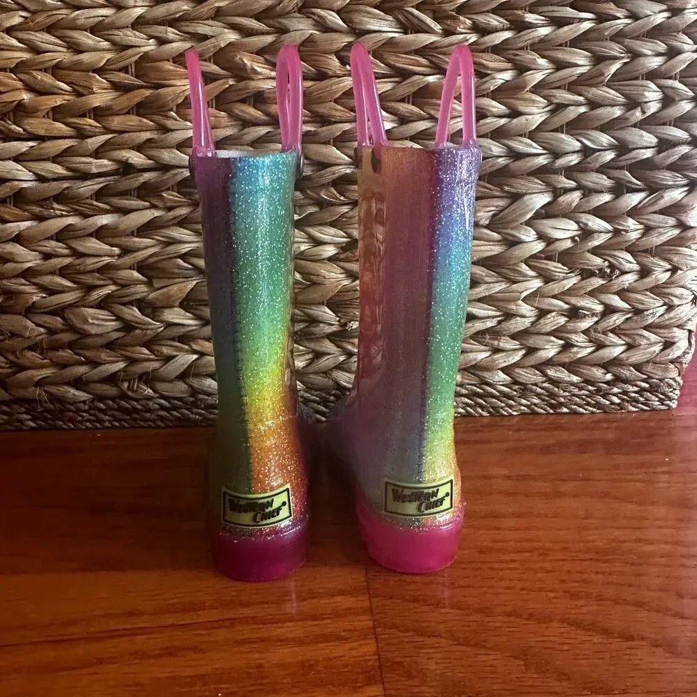 Western Chief Kids Celestial Ombre Lighted Waterproof Boots sz 6